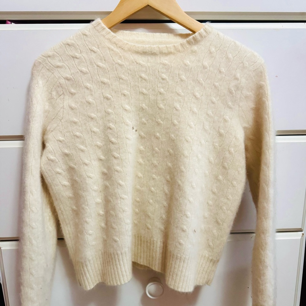 Cozy Cream Cashmere Cable Knit Sweater